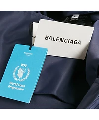 Pre-Owned Balenciaga Men's Navy Blue Wfp Print Nylon Oversized Jacket