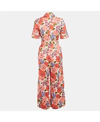 Pre-Owned Zimmermann Women's Multicolor Floral Printed Linen Belted Jumpsuit