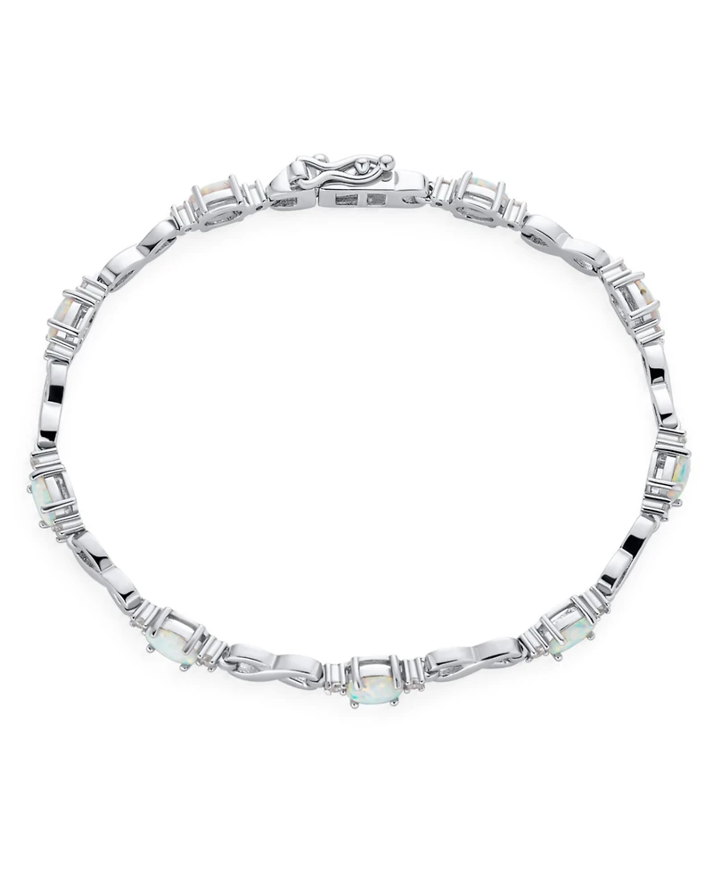 Bling Jewelry White Created Opal & Cz Forever Infinity Tennis Bracelet .925 Sterling Silver 7.5 Inch