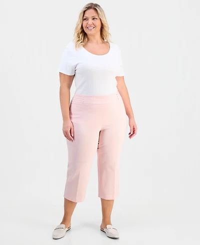 Jm Collection Plus Tummy Control Pull-On Capri Pants, Exclusively at Macy's