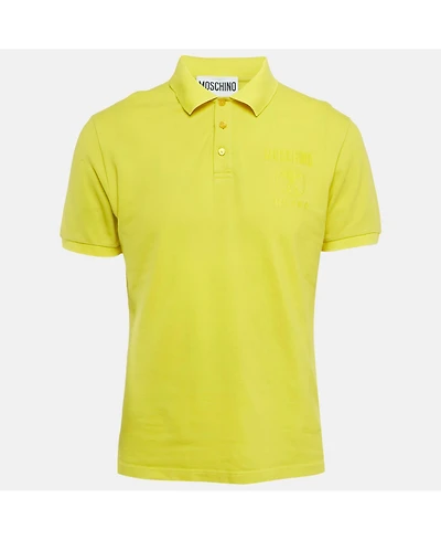 Pre-Owned Moschino Men's Couture Yellow Cotton Pique Polo T-Shirt