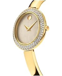Movado Women's Museum Bangle Oval Lab Grown Diamond Swiss Quartz Light Yellow Pvd Steel Watch, 22 x 26mm
