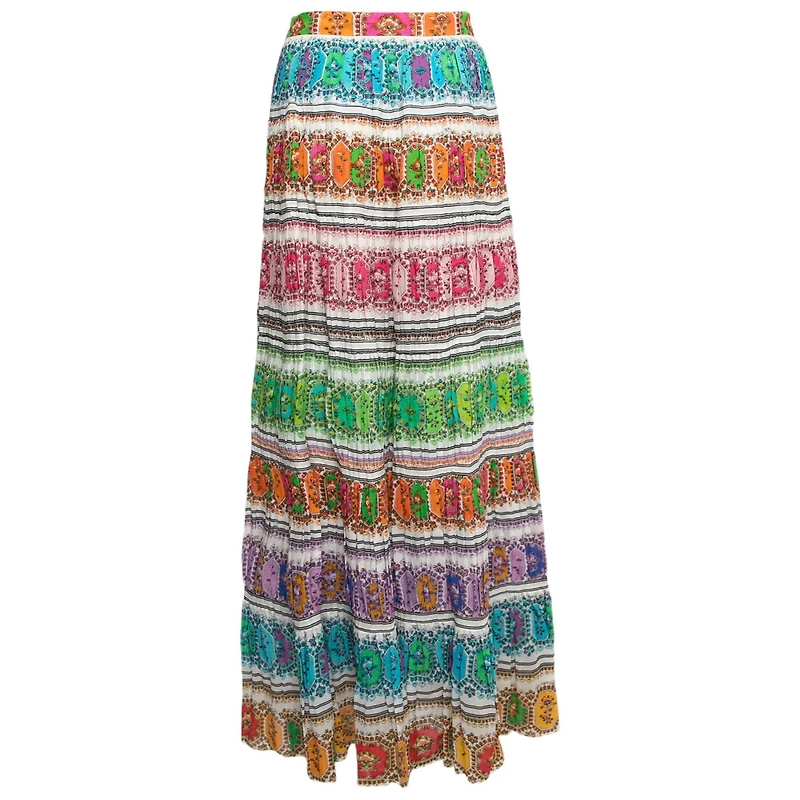 Pre-Owned Roberto Cavalli Women's Multicolor Printed Cotton Maxi Skirt