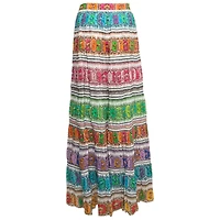 Pre-Owned Roberto Cavalli Women's Multicolor Printed Cotton Maxi Skirt