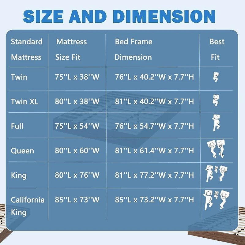 gaomon Wood Platform Bed with Sturdy Wooden Slats, Floor-Standing Frame, Modern Minimalist Design Space-Saving No Box Spring Needed