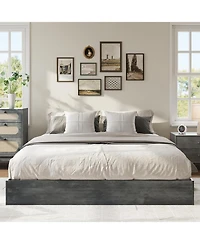 gaomon Wood Platform Bed with Sturdy Wooden Slats, Floor-Standing Frame, Modern Minimalist Design Space-Saving No Box Spring Needed