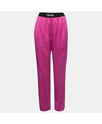 Pre-Owned Tom Ford Women's Pink Logo Band Silk Pj Pants