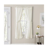 Ellis Home Classic Narrow Ruffle 2-Piece Natural Color Rod Pocket Curtain Panel, 80" X 54"