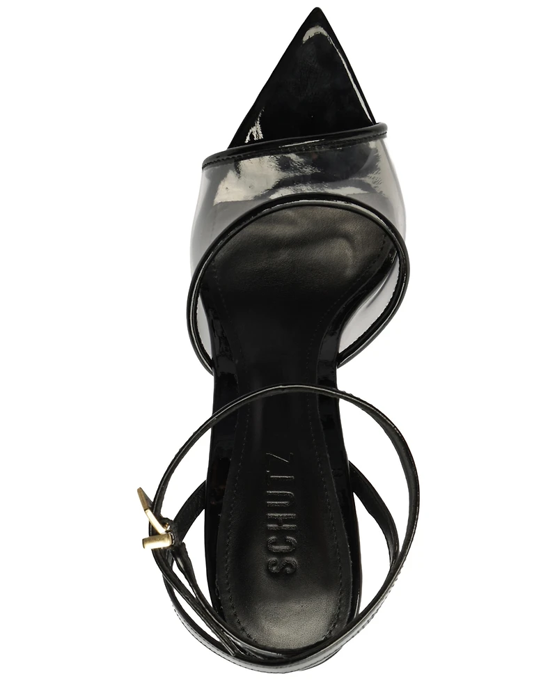 Schutz Women's Elodie Vinyl Pointed Toe Wedge Sandals