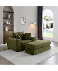 Streamdale Furniture 52.4" Boneless Chaise Lounge Indoor Oversized Cloud-Like Cozy Modular 3-in-1 Sofa Bed, Green