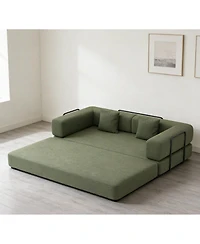 Streamdale Furniture Convertible Corduroy Sleeper Sofa Bed with Pillow - Green