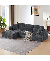 Streamdale Furniture Chenille L-Shape Luxury Sectional Oversized Sofa, Minimalist Design