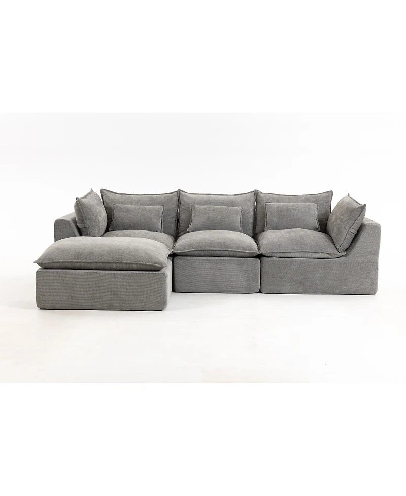 Streamdale Furniture Cloud Couch Oversized Modular Sectional Sofa, 3-Seat with Ottoman