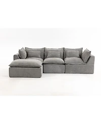 Streamdale Furniture Cloud Couch Oversized Modular Sectional Sofa, 3-Seat with Ottoman