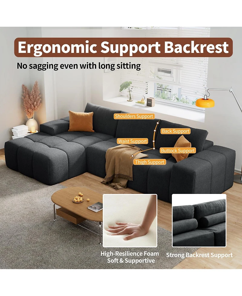 Streamdale Furniture L-shaped modular sofa, no assembly, deep seat, 3 cushions