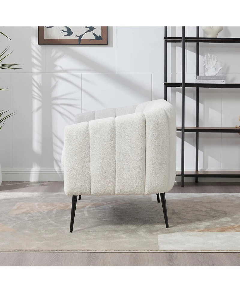 Streamdale 50.2" Wide Upholstered Chenille Loveseat Accent Couch, Modern Glam Settee with Metal Legs, Ivory