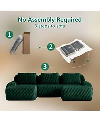Streamdale Modern U-Shaped Modular Sectional Sofa, Flannelette, Oversized 3-Seater, Green