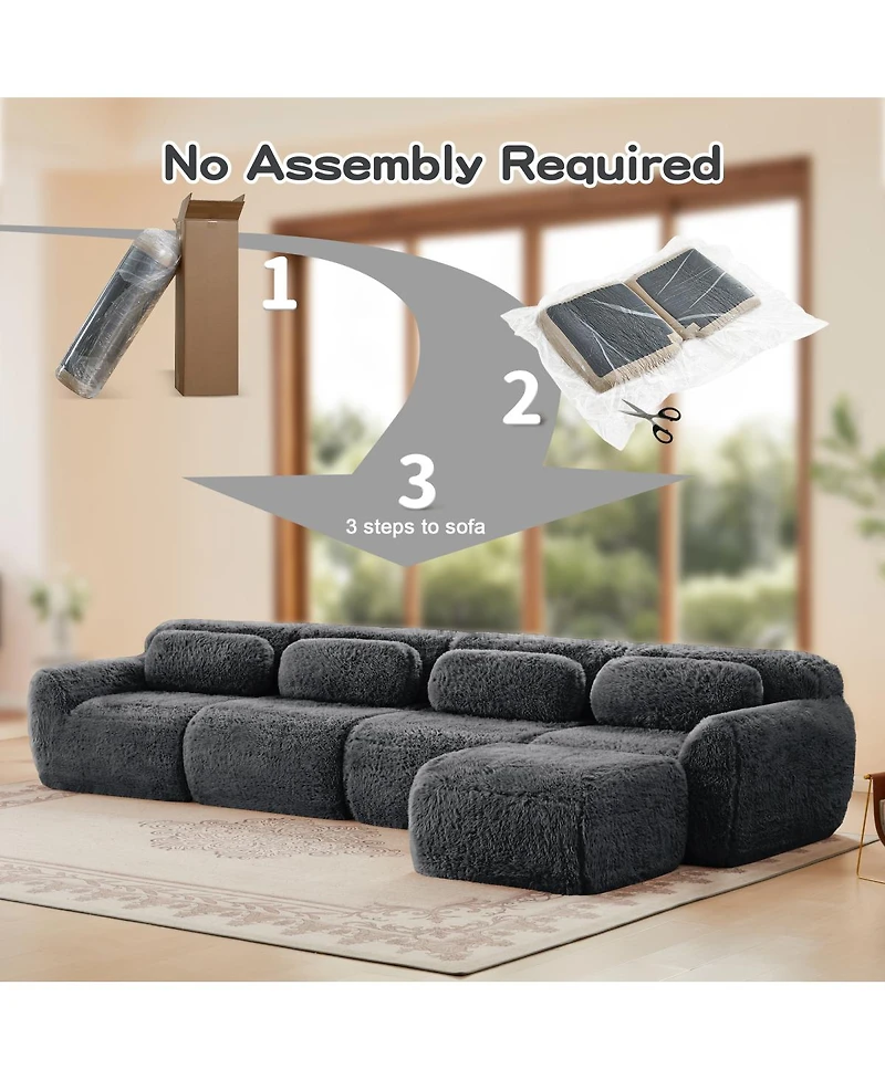 Streamdale L-shaped Plush Modular Sectional Sofa, Dark Gray