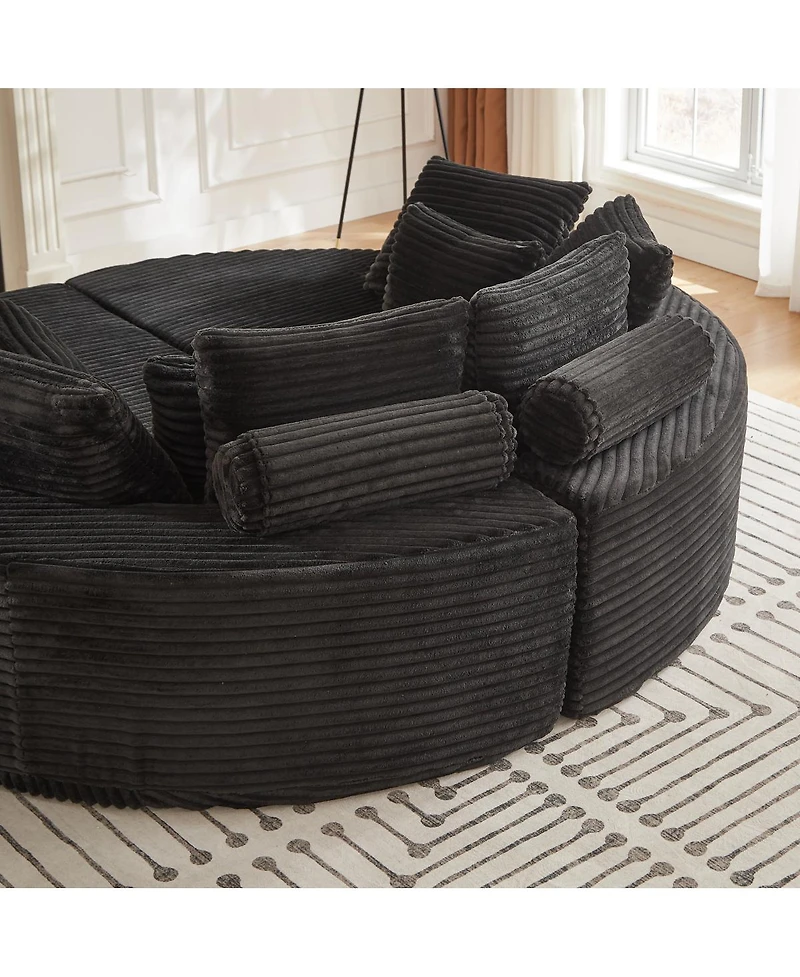 Streamdale Corduroy Oversized Recliner, Converts to 2 Recliners, Sofa Bed, Neck Pillow