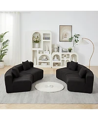 Streamdale Furniture Chenille Curved Sectional Sofa with 4 Pillows, Semi-Circular Modular Design