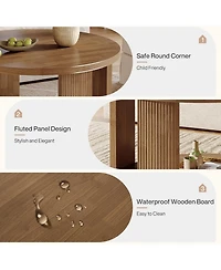 Tribesigns 2-Tier Round Coffee Table for Living Room, 31.5-Inch Mid-Century Modern Circle Accent Center Table with Thick Tabletop, Low Cocktail Tea