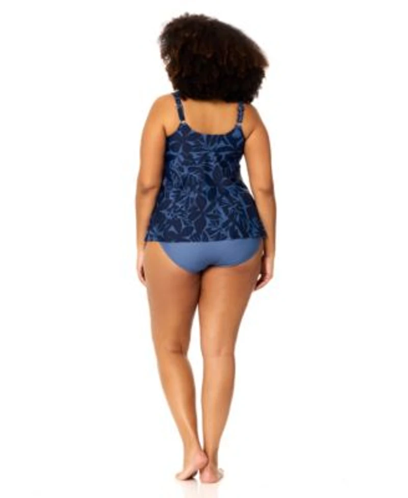 Raisins Curve Womens Plus Size Shoreline Tankini Top Full Coverage Bottoms