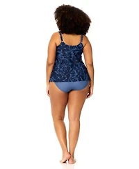 Raisins Curve Womens Plus Size Shoreline Tankini Top Full Coverage Bottoms