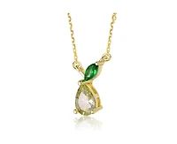 Rachel Glauber Timeless Cz Botanical-Inspired Drop Necklace in 14K Gold Plated