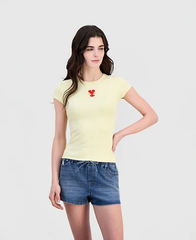 Just Polly Juniors' Beachy Beaded Short-Sleeve T-Shirt