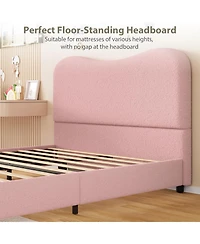 gaomon Velvet Upholstered Bed Frame,Bed with Boucle Headboard,Low Profile Design,No Box Spring Required,Wood Slat Support,Easy Assembly
