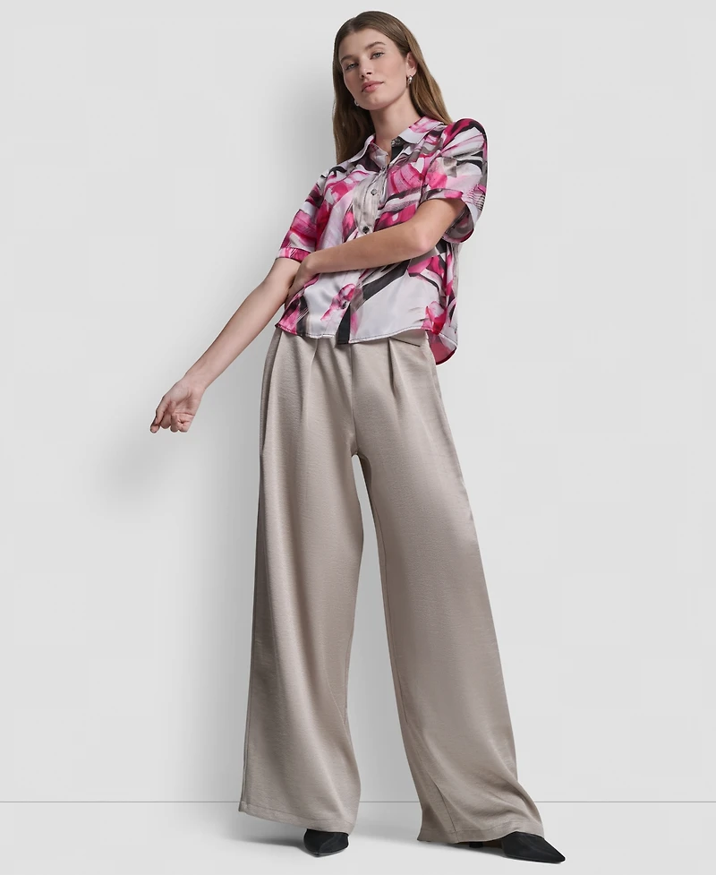 Dkny Women's Geometric Print Collared Shirt