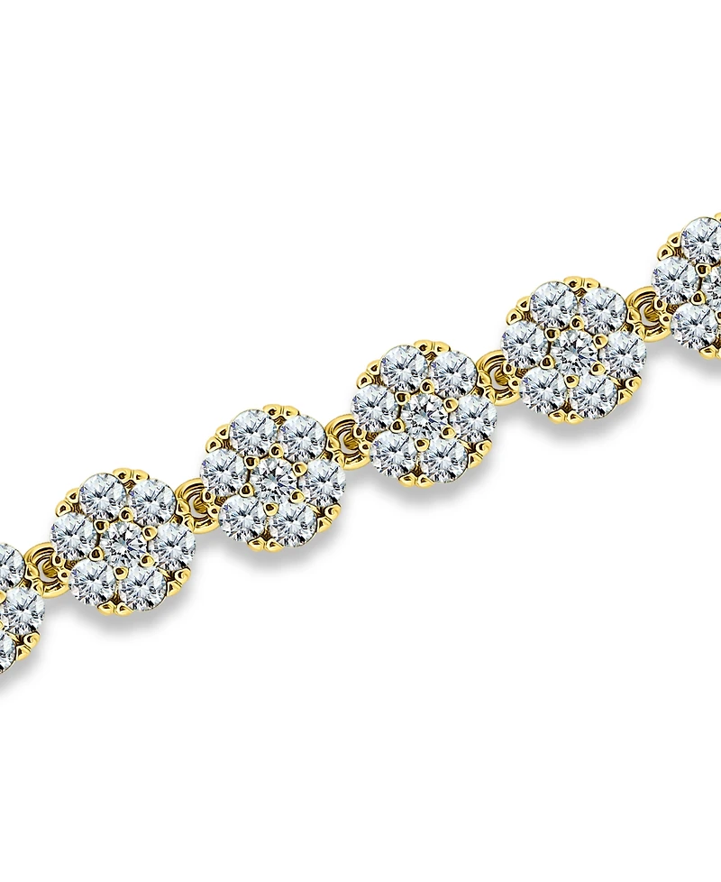 Macy's 7 ct. t.w 2mm Round Cut Cubic Zirconia Stones Cluster Flower Link Bracelet, Created for