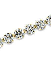 Macy's 7 ct. t.w 2mm Round Cut Cubic Zirconia Stones Cluster Flower Link Bracelet, Created for