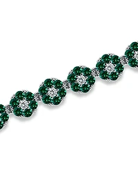 Macy's 1 ct. t.w 2mm Round Cut Cubic Zirconia Ruby Red Glass Stones Cluster Flower Link Bracelet, Created for