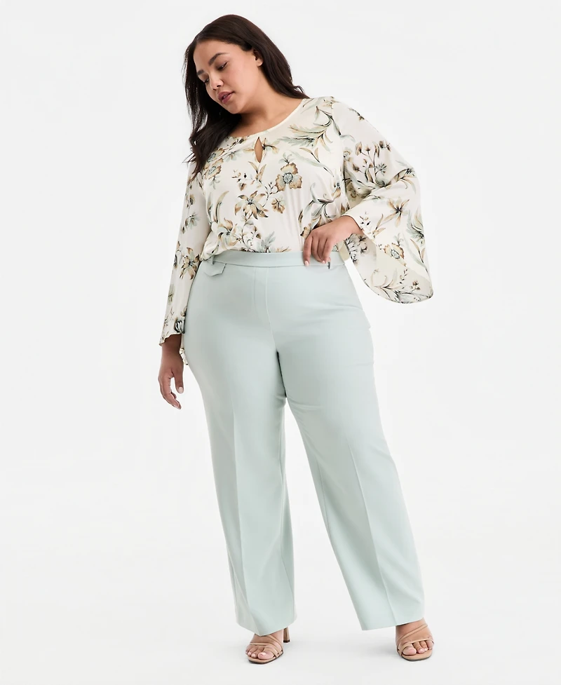 Anne Klein Plus Pull-On Flap-Pocket Pants