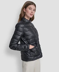 Dkny Women's Packable Moto Collar Short Coat