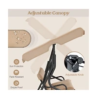 3 Seat Outdoor Patio Canopy Porch Swing with Cushioned Steel Frame