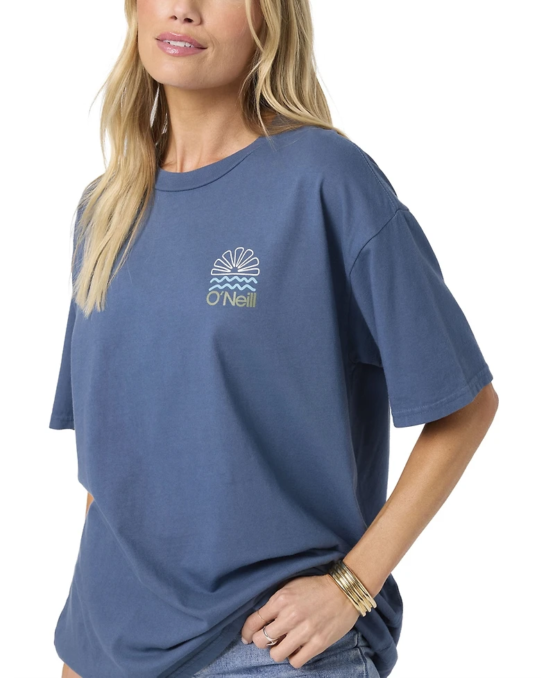 O'Neill Juniors' Horizon Graphic Print Crew Neck Oversized T-Shirt