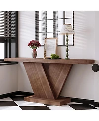 Streamdale Furniture Modern X-Leg Console Table with Solid Wood Veneer, Walnut