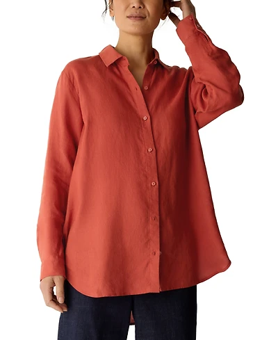 Eileen Fisher Women's Classic Collar Button-Front Shirt, Regular And Plus