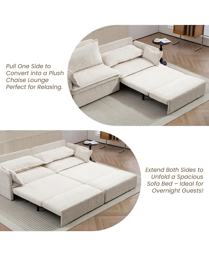 Streamdale Furniture 3-in-1 Corduroy Sofa Bed with Storage & Charging