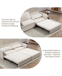 Streamdale Furniture 3-in-1 Corduroy Sofa Bed with Storage & Charging