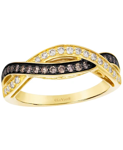 Le Vian Chocolate Diamond (1/5 ct. t.w.) & Vanilla Diamond (0.19 ct. t.w.) Ring in 14k Honey Gold