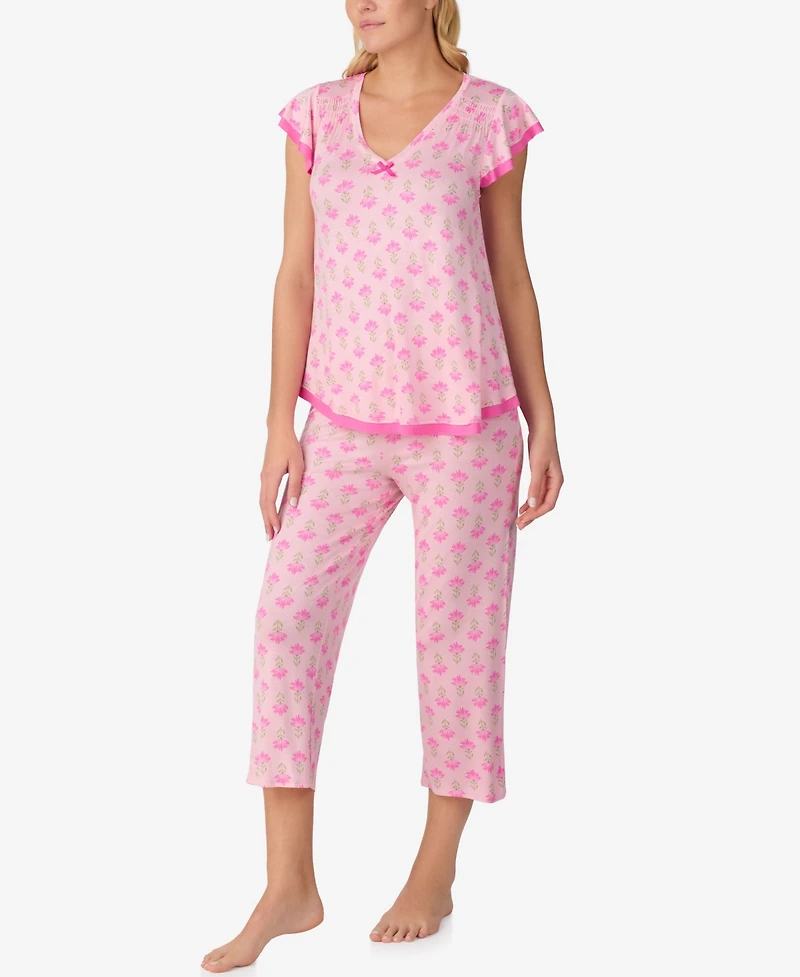 Ellen Tracy Women's Short-Sleeve Jersey Top & Cropped Pants, 2-Piece