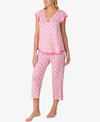 Ellen Tracy Women's Short-Sleeve Jersey Top & Cropped Pants, 2-Piece