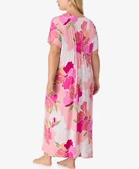 Ellen Tracy Plus Printed Short-Sleeve Long Tunic Dress