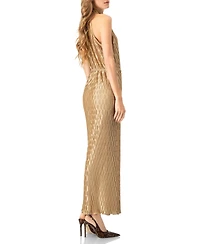 Ivonne Women's Pleated Halter-Neck Long Dress