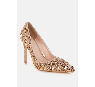 London Rag Women's Iceout Diamante and Rhinestone Embellishments Pumps