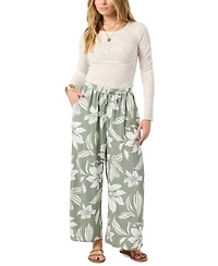 O'Neill Women's Rosalie Floral Wide-Leg Pull-On Pants