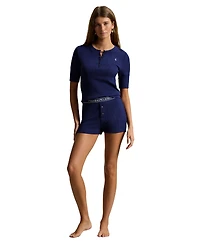 Polo Ralph Lauren Women's Henley Sleep Top & Shorts, 2-Piece Set